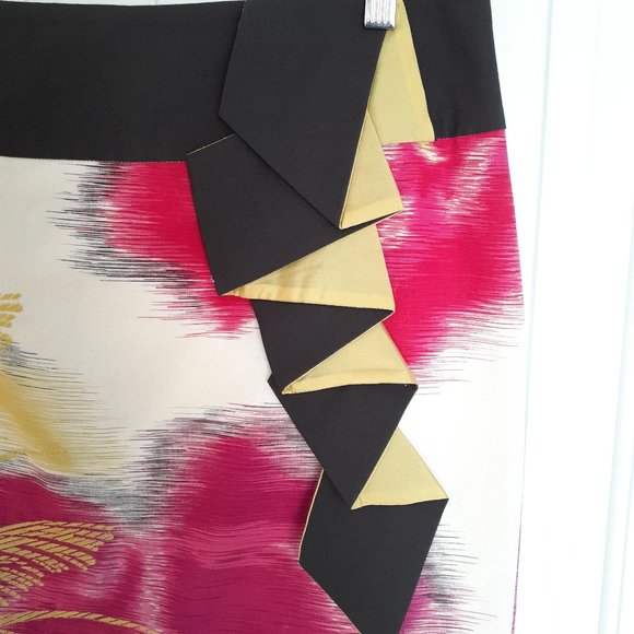 Floreat Anthropologie Scythed Lawns Ruffled Skirt Pink Yellow Size 8 - Picture 5 of 13